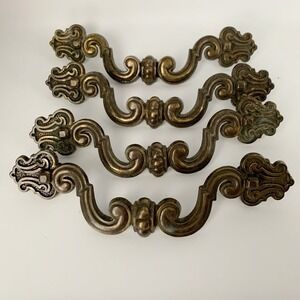 Vintage French Solid Brass Drawer Pulls Handle Dresser Hardware Lot 4 8"